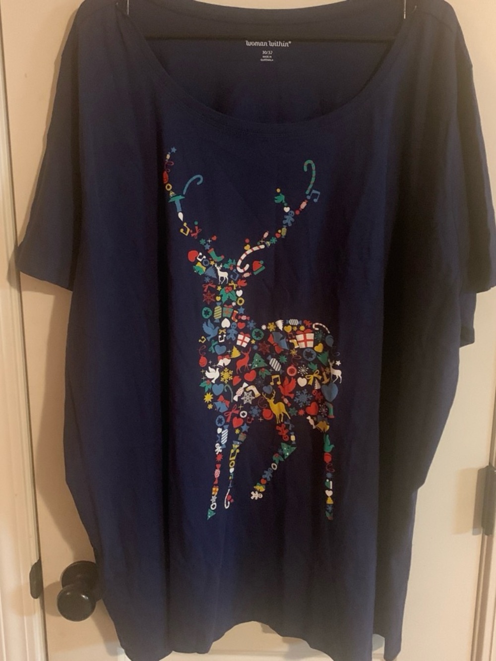 Woman Within Navy Tee with White Logo Neckprint